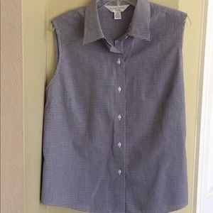 Casual Corner Sleeveless top SZ XL Vintage Check Black White